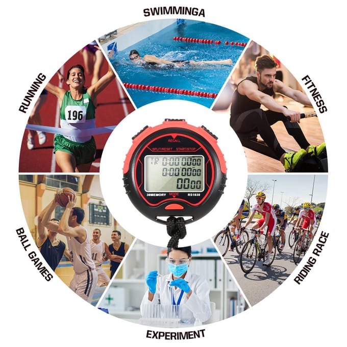Professionele digitale stopwatch-timer Waterdichte digitale handheld LCD-timer Chronograaf sport Type 60 gray