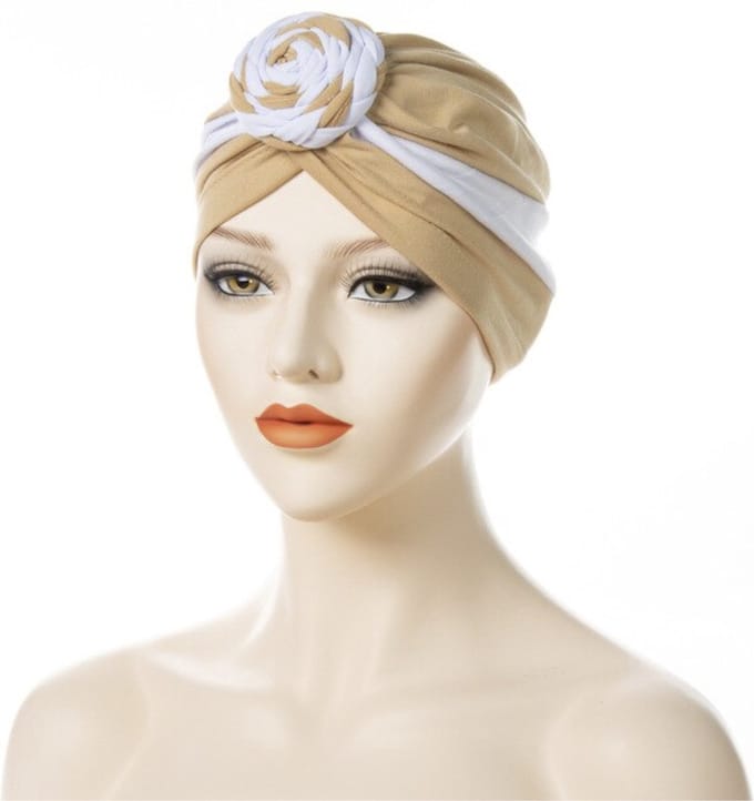 Cabantis Tulband met Knot - Hoofddeksel - Islamitisch - Tulband - Muts - Chemo - Hijab Beige/Wit