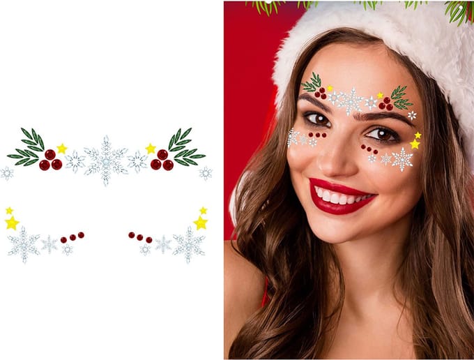 Fiestas Guirca - Plakdiamantjes jewel face Christmas bessen