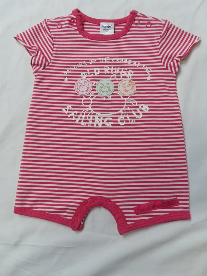 Dirkje - Combi kort - Meisje - streepje roze - 6maand 68