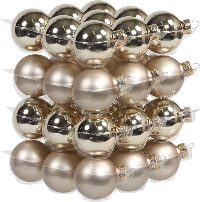 Othmar Decorations Kleine kerstballen - 36x st - champagne - D4 cm - glas - kerstversiering