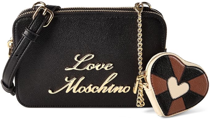 Love Moschino Heart Charm Crossbody tas Leder 20 cm - Dames - black