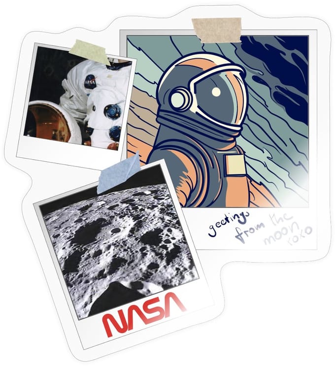 NASA Groeten Van De Maan Ontwerp Sticker maat S (10 x 10 cm)
