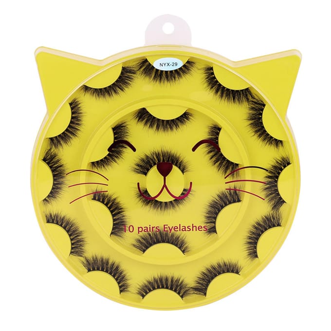 Faux cils 3D cils épais et bouclés 10 paires jaune