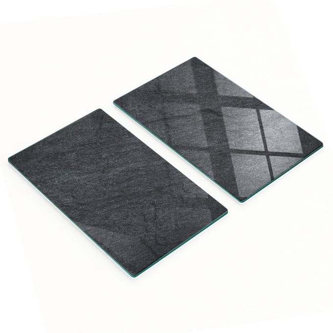 Decoratieve serveerplanken van glas in grijs leisteen, 2x30x52 cm