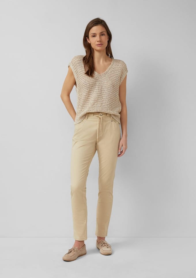 s.Oliver - female - Slim fit-broek van katoensatijn