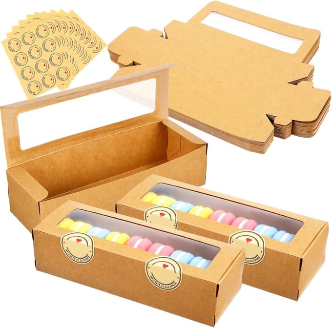 Set van 50 Dozen voor Macarons met Kijkvenster, Perfect voor Taarten, Truffels en Mini Cupcakes