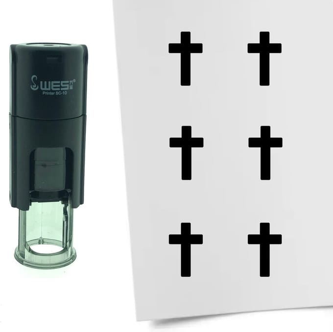 CombiCraft Stempel Kruis / Christendom 10mm rond - Zwarte inkt