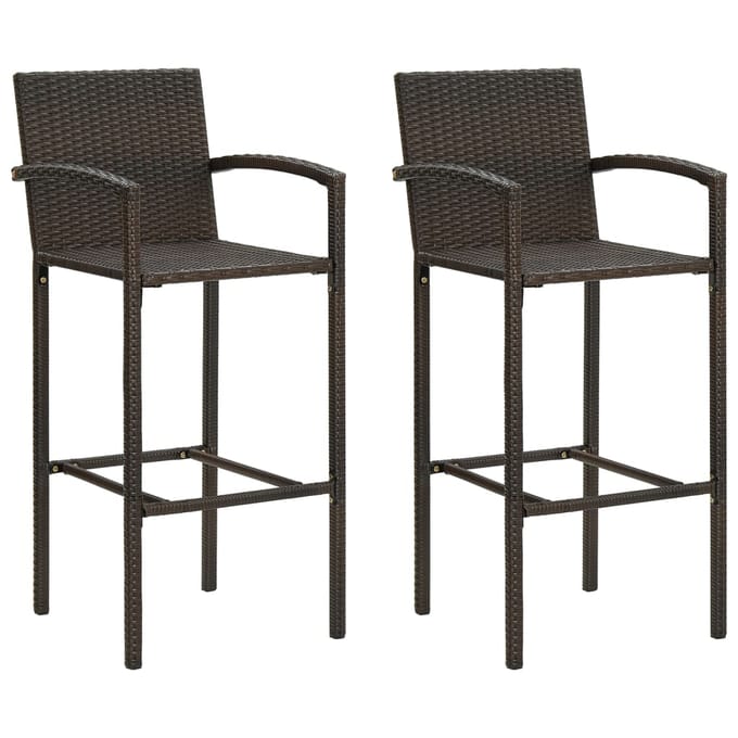 vidaXL - Barkrukken - 2 - st - poly - rattan - bruin