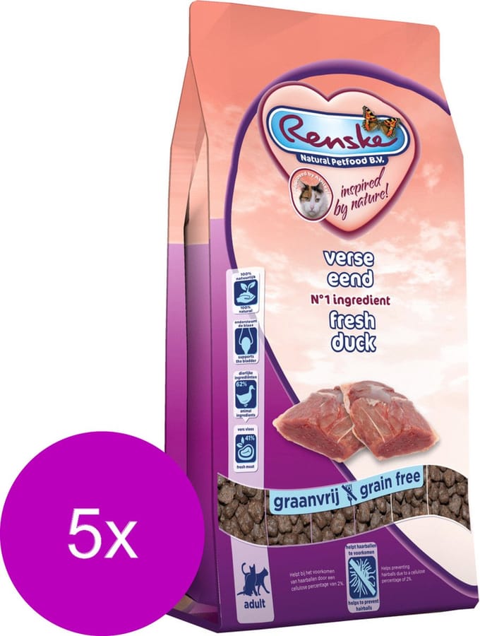 Renske Kat Adult Verse Eend - Kattenvoer - 5 x 1.5 kg