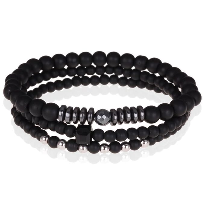 Heren armbanden set kralen Memphis Zwart Agaat Hematiet