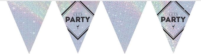 Vlaggenlijn Lets Party Zilver Holographic
