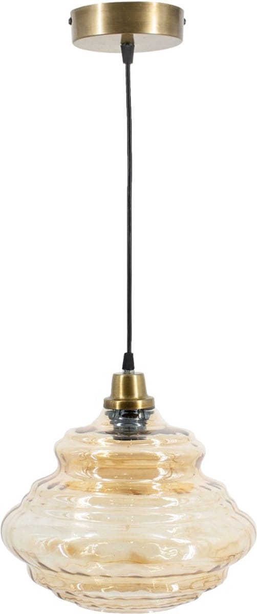 Hanglamp glas roest/goud
