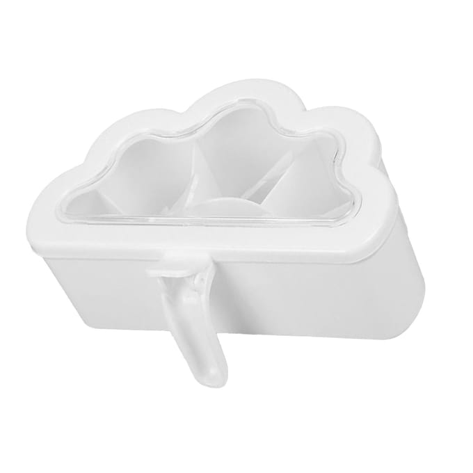 Wolkvormige Kruidenbox Eendelig 6-vaks Specerijendoos met Transparant Deksel 6 stuks Lepels white