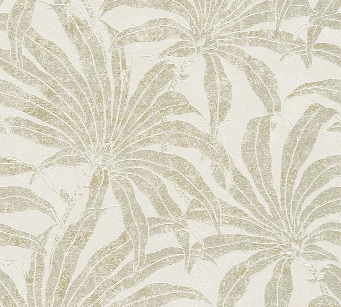 JUNGLE BLOESEM BEHANG | Botanisch - Beige Goud Zilver - A.S. Création Jade 2
