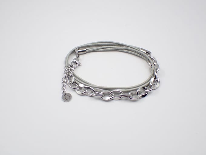 Colure® wikkelarmband jasseron robuust ovaal plat grijs