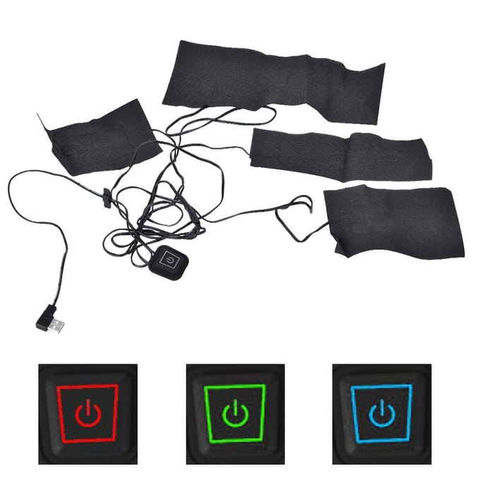 5V 2A USB Elektrisch Verwarmde Jas Verwarmingskussen Instelbare Temperatuur 4 in 1 Kit black