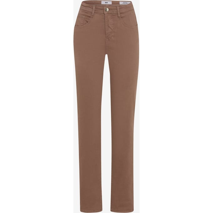 Brax Dames Jeans  Style CAROLA WARM GREIGE, denim lichtbruin, maat 52
