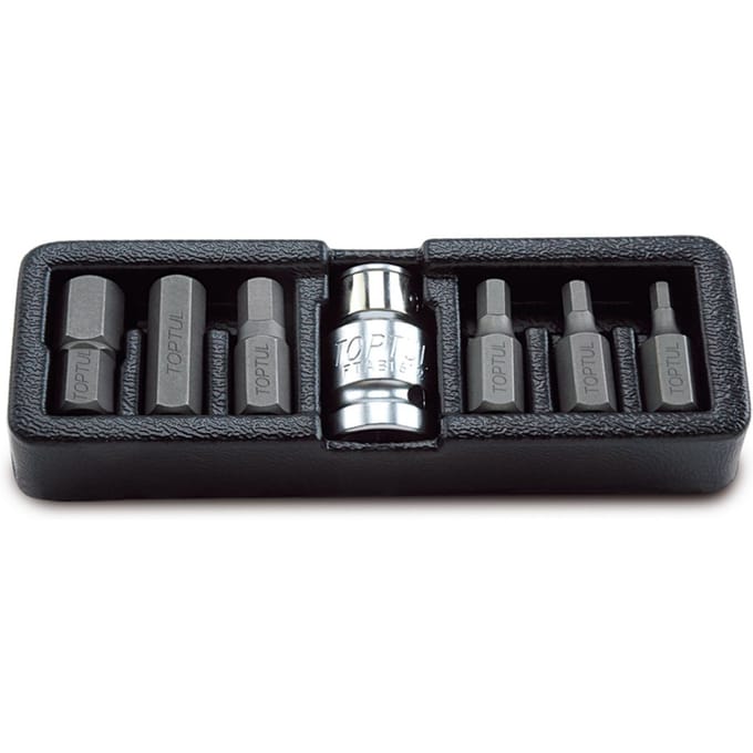 Gereedschapsinzet met HEX schroefbit-adapters, 7-delig, 1/2" aandrijving
