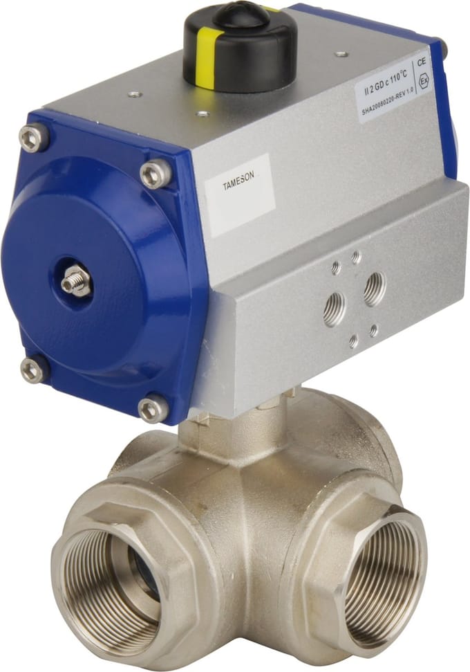 G2'' 3-Weg L-boring Messing Pneumatische Kogelkraan Veersluitend - BL3BA - BL3BAL-200-PC-012