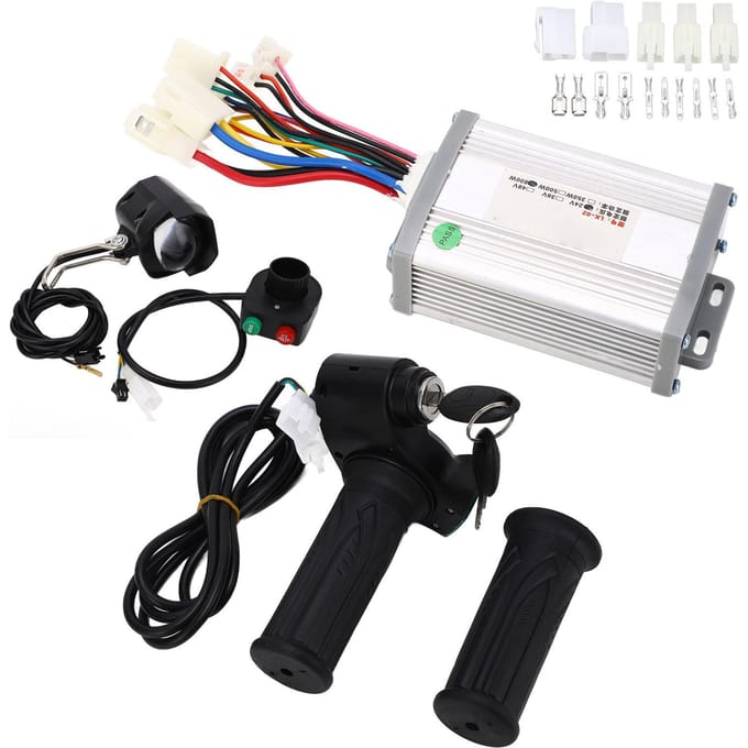 24V 800W Motor Borstel Controller Gashendel Draaigreep met Voorlichtschakelaar Elektrische Fiets black