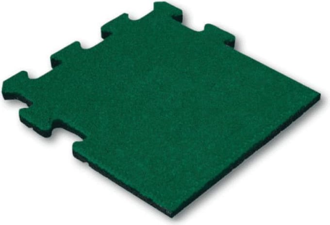 Rubber tegel 25 mm 50x50 cm Groen - Puzzelsysteem - Zijstuk
