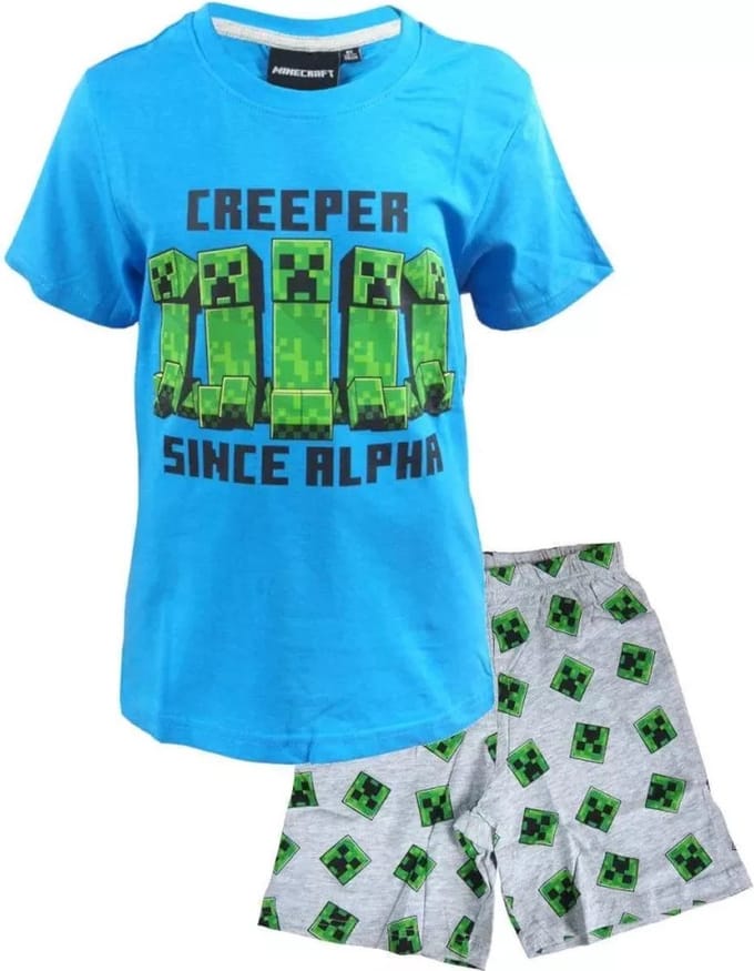 Minecraft Short Pyjama - Shortama - 100% Katoen. Maat 116 cm / 6 jaar - met Stylus Pen.