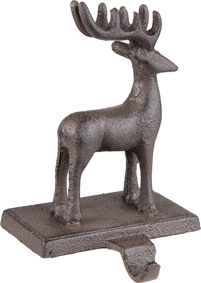 Clayre & Eef Haak Kerstsok Rendier 13x11x21 cm Bruin IJzer