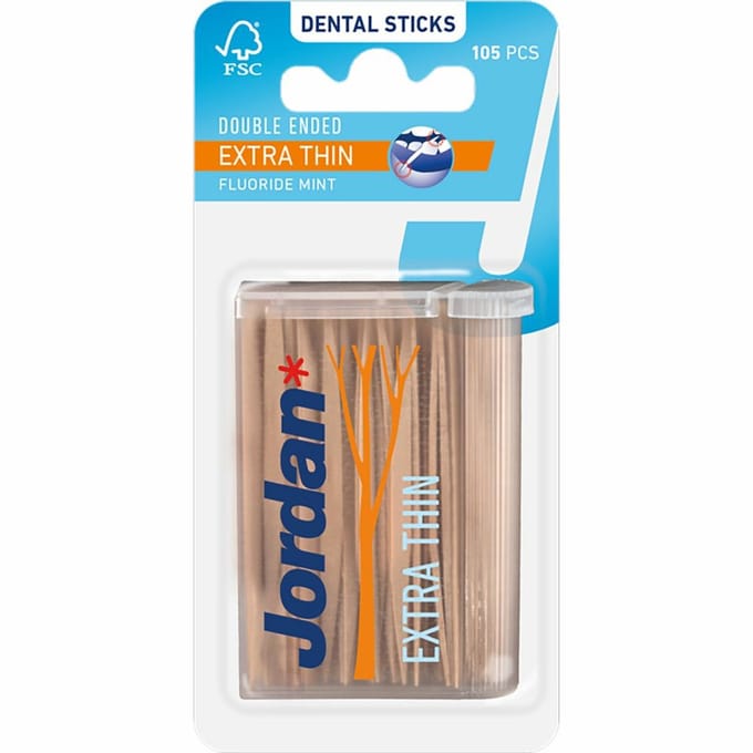 Jordan - Tandenstokers Double Ended Extra Thin - 3 x 105 stuks - Voordeelverpakking