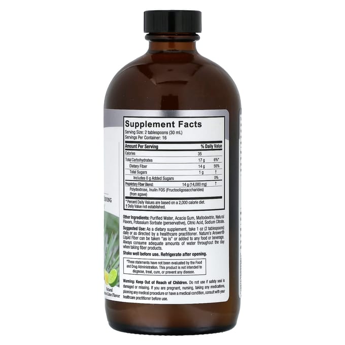 Nature'S Answer, Vloeibare Vezels, Natuurlijke Citroen-Limoen, 480ml(16 fl oz)