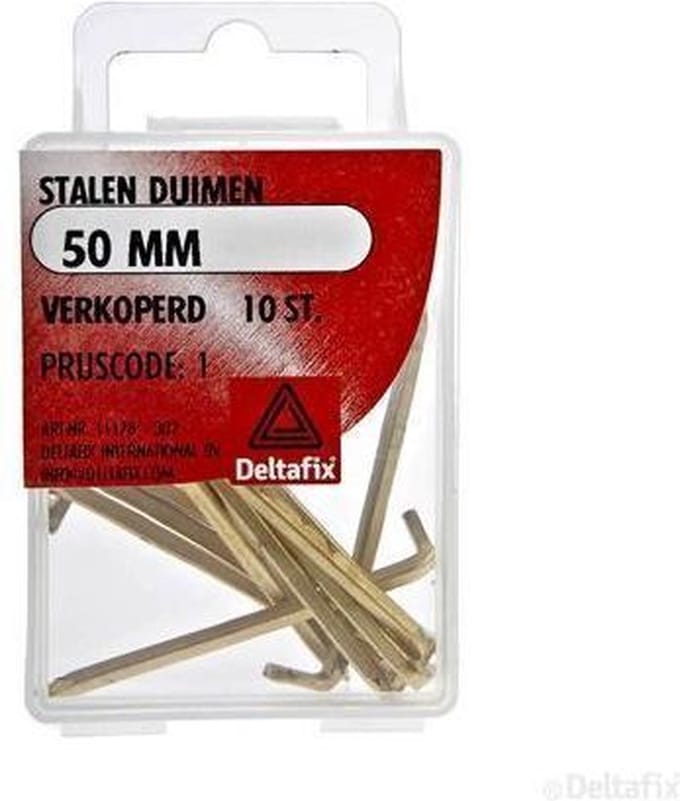 Deltafix stalen duimen 50 mm - verkoperd - 10 stuks