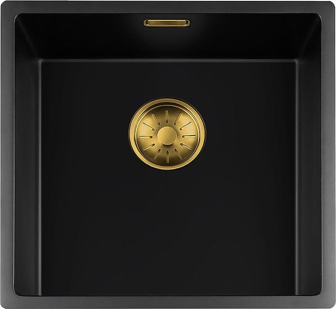 Lorreine Black Quartz Series spoelbak 4040cm Plug Gold 40BQ-FU-Gold