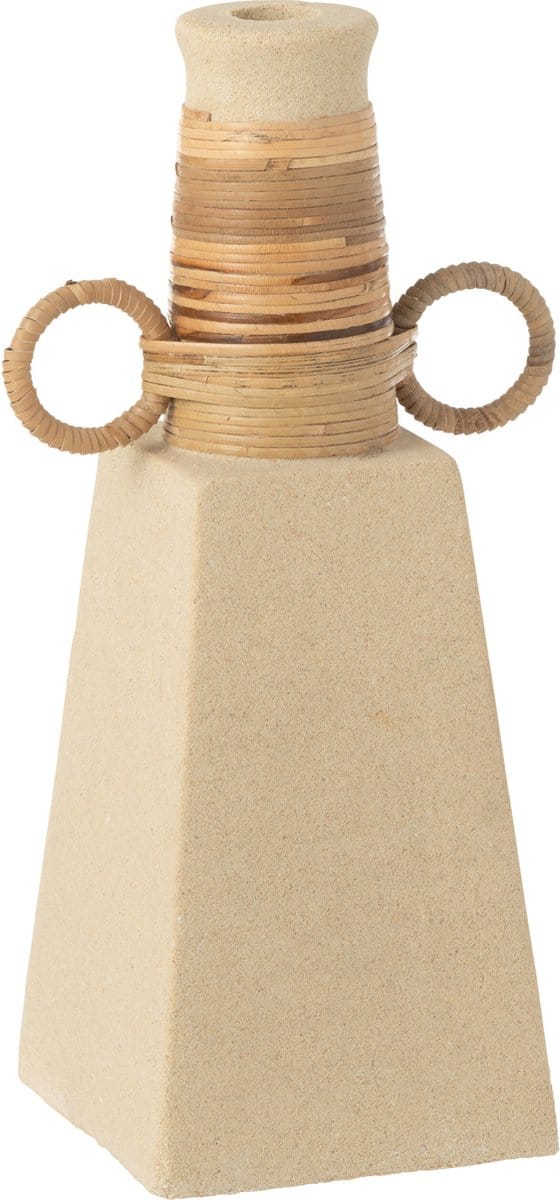 J-Line vaas Celine - bloemenvaas - cement - zand/naturel - 29 cm hoog
