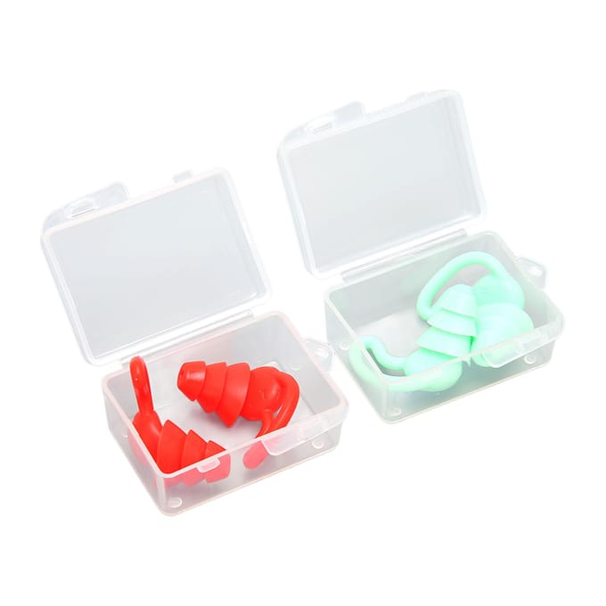 2 Pair Ear Plugs Waterproof Noise Reduction Shark Fin Edges Silicone Reusable Washable for Sleep