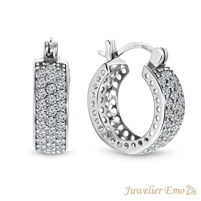 oorringen Zilver met Zirkonia stenen – Diameter 18 MM