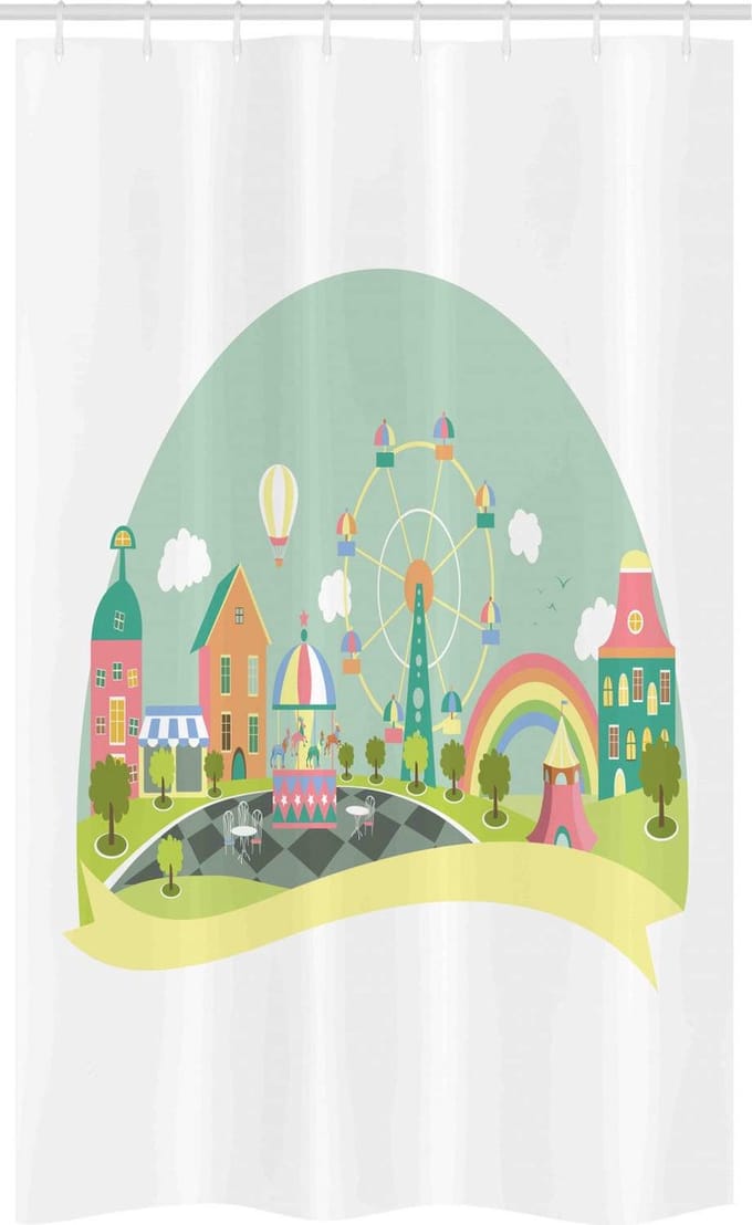 ABAKUHAUS Douchegordijn – Kinder Park Cartoon – 120x180 cm, Polyester, Multi