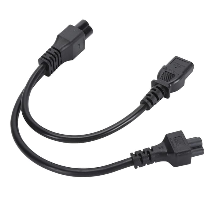 Câble adaptateur répartiteur IEC 320 C6 mâle vers C5+C13 femelle, cordon d'alimentation en Y pour ordinateurs portables et bureaux black