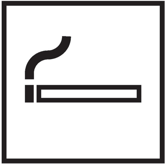 Roken toegestaan sticker 2, wit zwart 150 x 150 mm