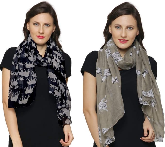 Sjaals Set - Dames Sjaals - Stijlvol Accessoire - Twee Sjaals Inclusief - Niet Gespecificeerd - Zwart Dalmatier