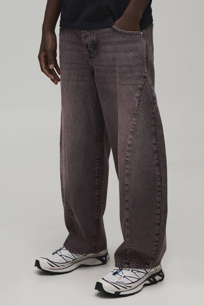 Gewassen Overdye Barrel Leg Jeans | Pink | Size 32R