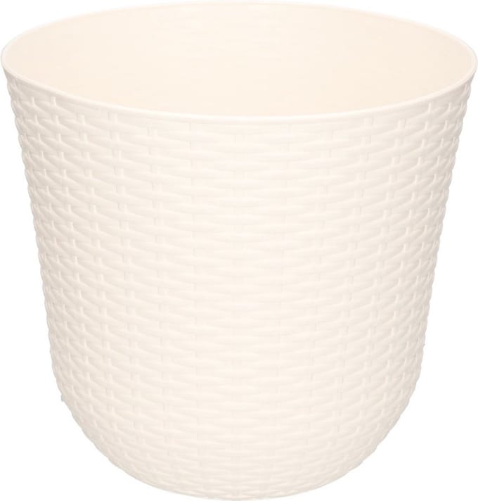 PlasticForte Plantenpot - wit - rotan kunststof - D25 x H23 cm - bloempot