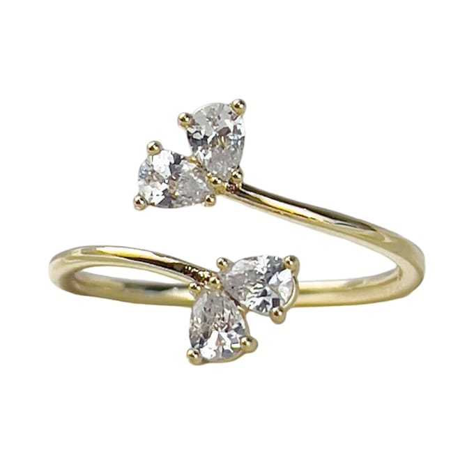 Drop Crystal Adjustable Ring Gold 14K