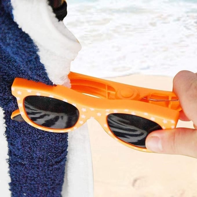 Set van 2 Grote Strandhanddoek Clips - Zonnebril Design