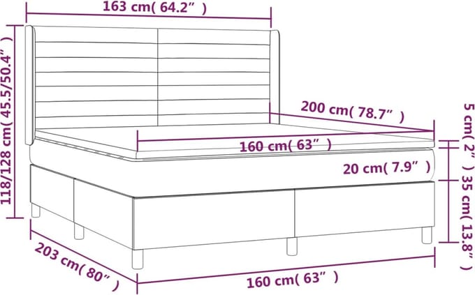 vidaXL - Boxspring - met - matras - stof - blauw - 160x200 - cm