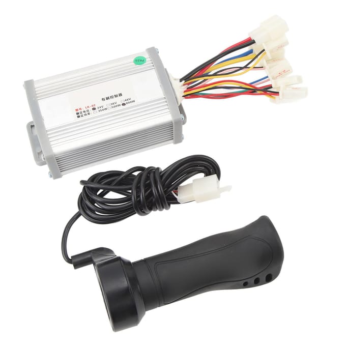 Elektrische Fiets Geborstelde Motor Controller Kit Borstelmotor Snelheidsregelaar met Draaigreep Set 24V white
