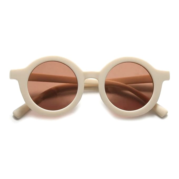 Kinder Zonnebril - UV400 | Rond - Retro - Vintage | Creme | 2-6 jaar | Kinderzonnebril