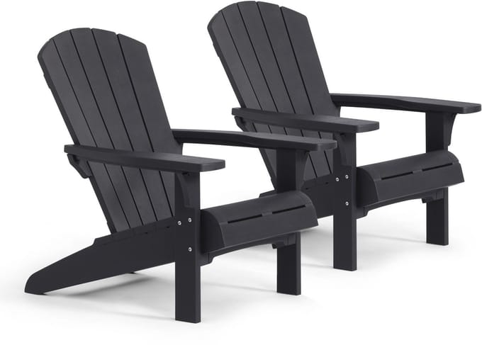 Keter Troy Adirondack Tuinstoel - 2 stuks - 81x93x96,5cm - Zwart