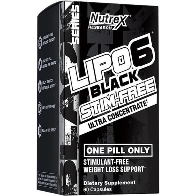 NUTREX LIPO-6 ZWART STIM-VRIJ, 60 doppen