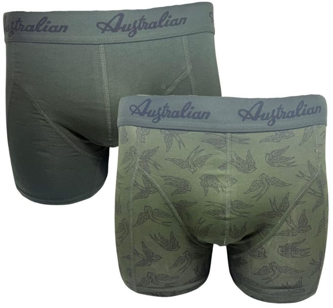 2 stuks Australian Boxershort - Katoen - Print/Legergroen - Maat M
