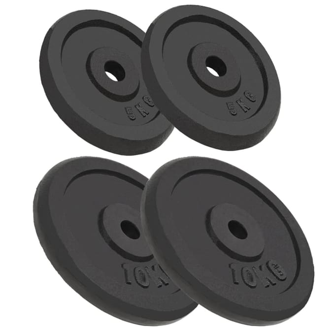 vidaXL - Halterschijven - 4 - st - 2x10 - kg - en - 2x5 - kg - gietijzer